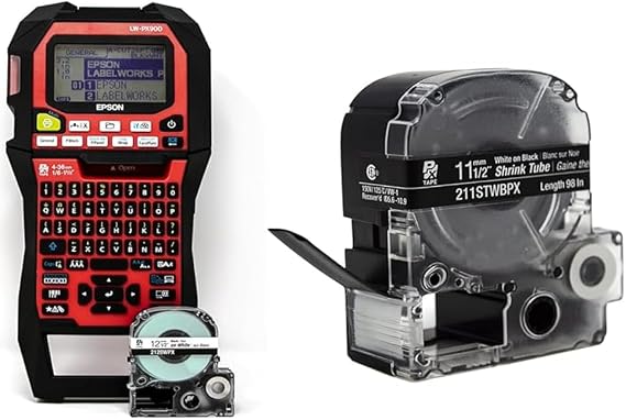LABELWORKS Epson LW-PX900 Industrial Label Maker and Small 1/2" Shrink Tube AWG 2-8 Bundle