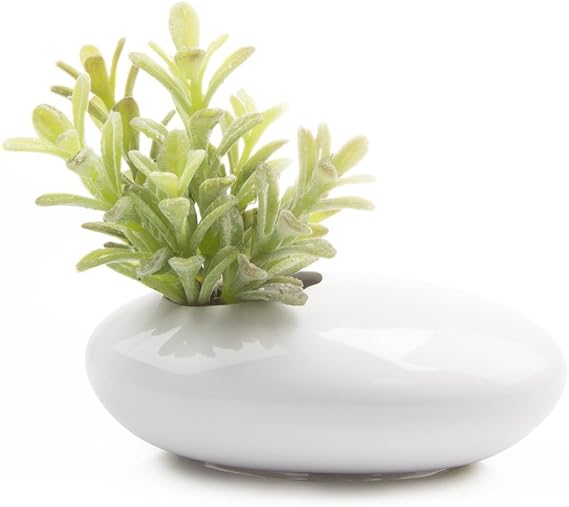 CHIVE Pebble Ceramic, Multi Use Indoor Planter Pot, Ikebana Flower Vase and Air Plant Container Great for Flowers, Succulents, Cactus Gardens (White)
