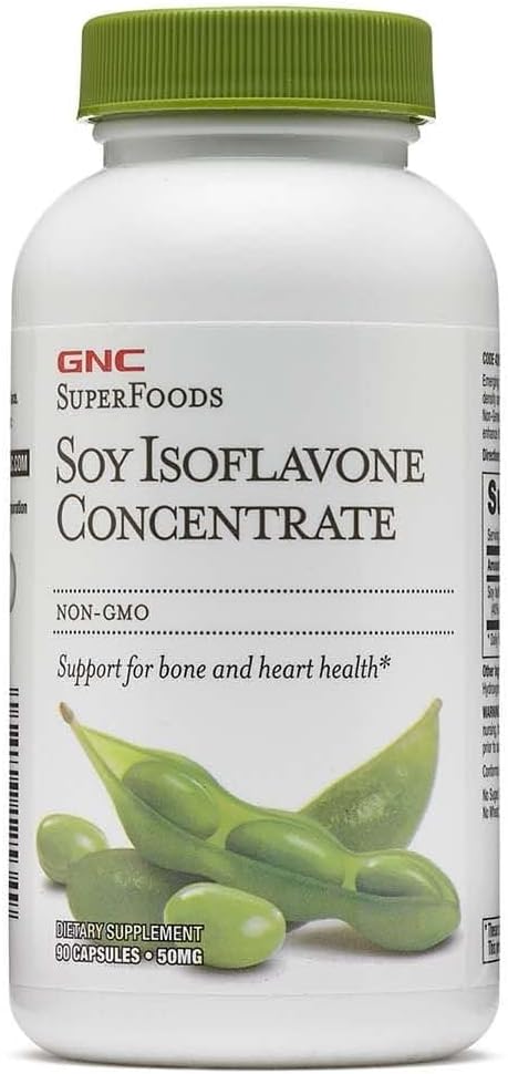 GNC SuperFoods Soy Isoflavone Concentrate, Bone Health, 90 Capsules