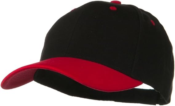 2 Tone Brushed Bull Denim Mid Profile Cap - Red Black OSFM