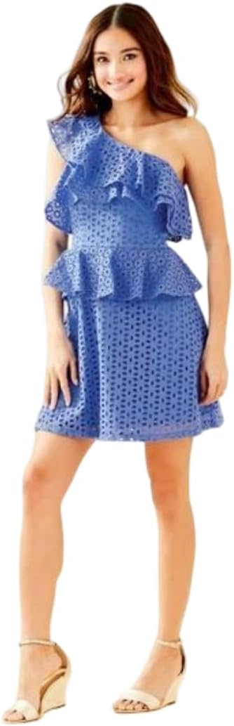 Lilly Pulitzer Josey One-Shoulder Dress Coastal Blue Size 00