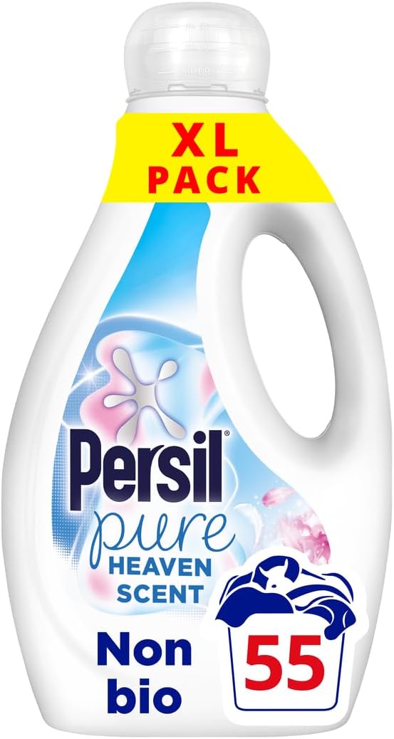 Persil Ultimate Non Bio Laundry Detergent Washing Liquid Pure Heaven Scent, 55 Washes - Outstanding Stain Removal, Dermatologically Tested, Gentle Next to Sensitive Skin 1.485 L