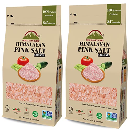 Himalayan Chef Pink Himalayan Salt, Coarse Grain - 4 lbs 2X2 Pound Bags