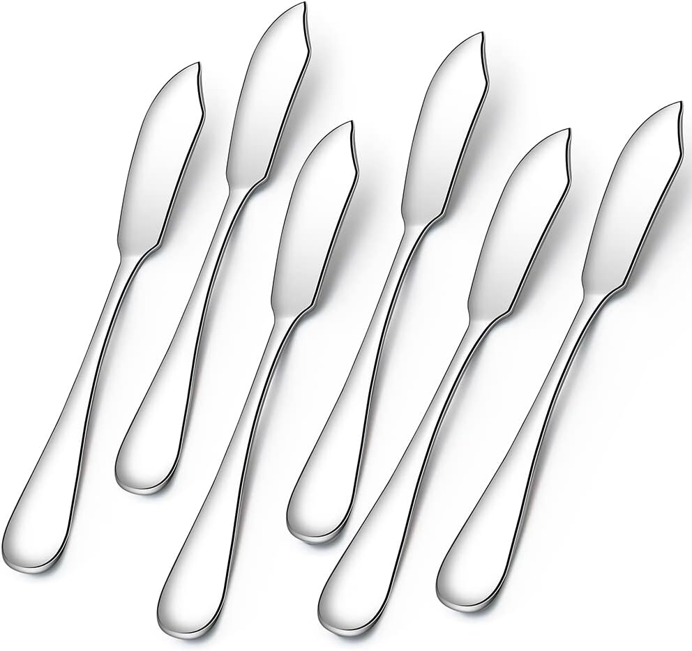 AOOSY Butter Knife, Cheese Knife, Dover Sole Breakfast Kippers, Cute Mini 5.91 inches Stainless Steel Kitchen Knives for Butter Sandwiches Cheese Breakfast,Packs Of 6