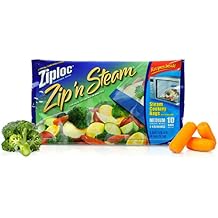 Ziploc Zip 'n Steam Food Storage Bags for Meal Prep, Healthy Meals in Minutes, Microwave Safe, 10 Count