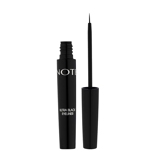 NOTE Cosmetique Ultra Black Eyeliner - Thin Brush-Tip Liquid Eyeliner for Sharp, Defined Lines - Long-Wearing with High Pigment - 01 Black - 0.15 oz