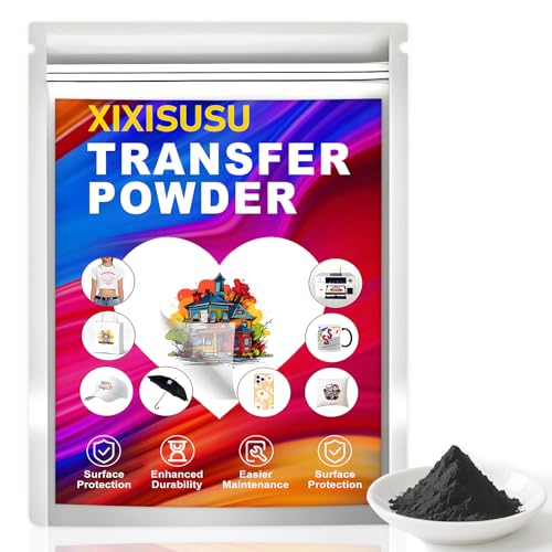XIXISUSU DTF Powder, White DTF Transfer Powder, Sublimation Powder with 2 Spoon for Colored Garments, DTF Hot Melt Adhesive Powder for All DTF and DTG Printers Black,8 OZ