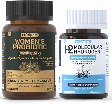 12 PPM Molecular Hydrogen Tablets & Womens Probiotic with Prebiotics | Daily Wellness Routine for Women | 2 Items