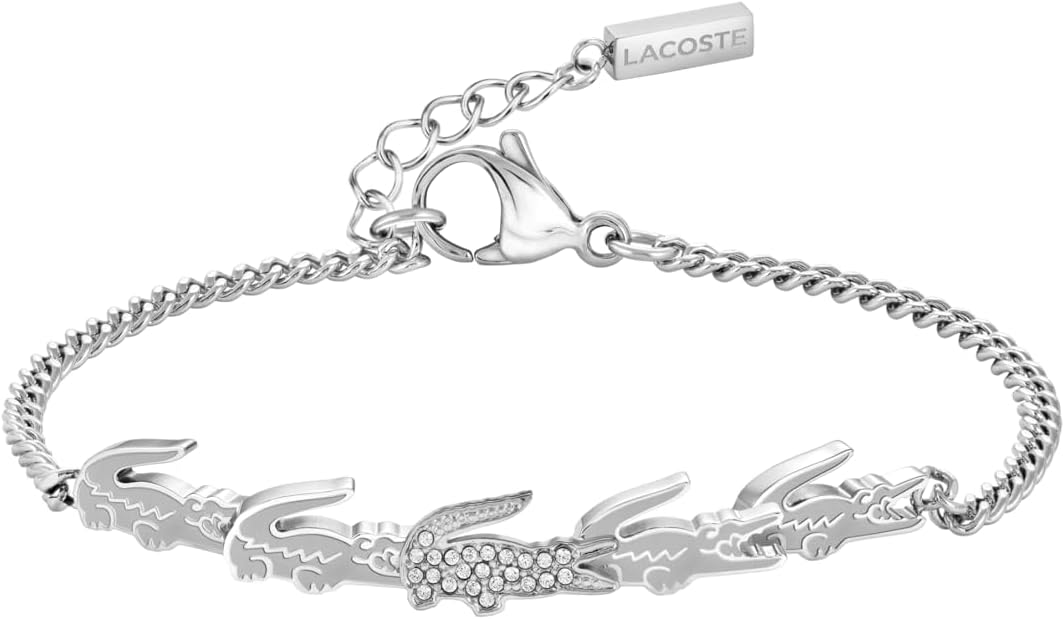 Lacoste Women's CROCODILE Collection Chain Bracelet available in silver, gold or carnation gold version