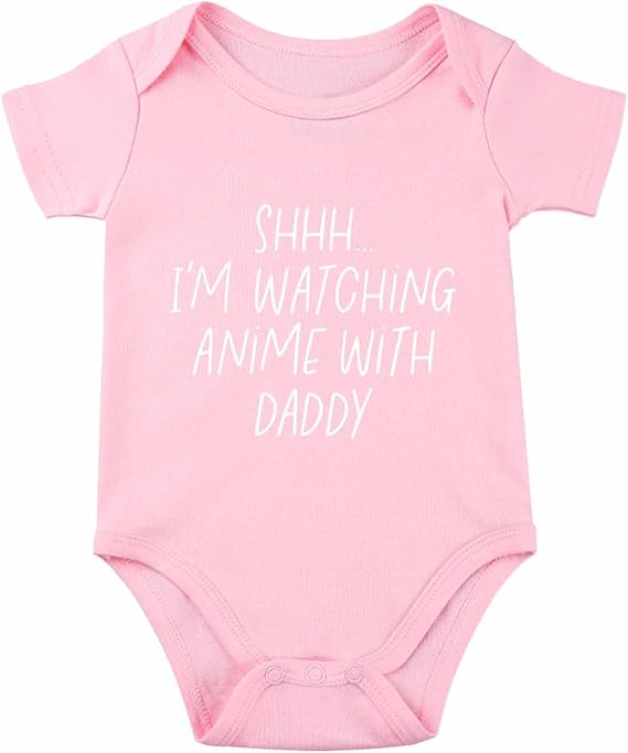 Shh I'm Watching Anime with Daddy Baby Bodysuit Funny Baby Bodysuit Unisex
