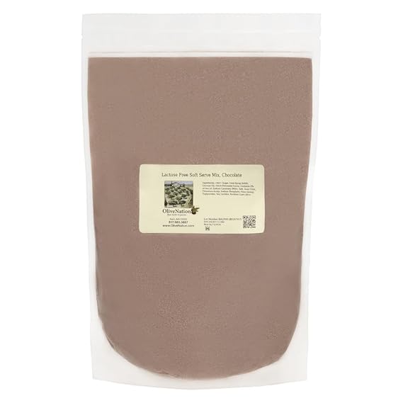 OliveNation Lactose Free Soft Serve Mix, Chocolate - Lactose Free Chocolate Powdered Mix For Home & Commercial Soft Serve Ice Cream Machine Frozen Desserts, Shakes, Floats, Beverages (16.00oz)