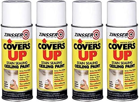 Zinnser 03688 Covers Up Stain Sealing Ceiling Paint, White (Pack of 6) | Pack of 6