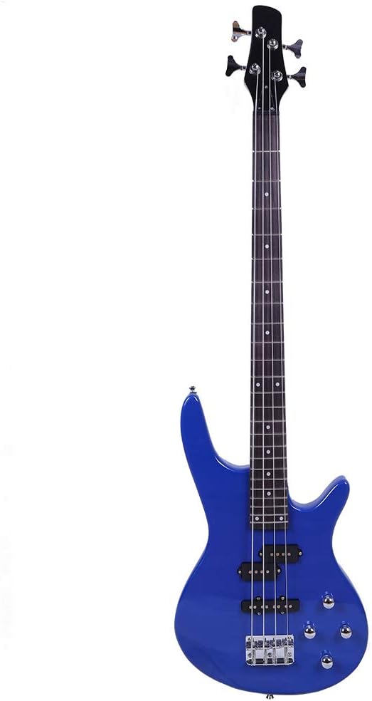 IB Bass,Electric Bass Guitar Beginner Kit 4 String Exquisite Basswood Bass with Power Line and Wrench Tool for Starter (Blue)