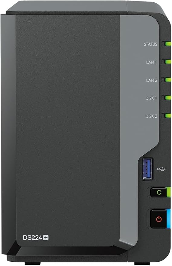 Synology DS224+ 2-Bay Diskstation NAS (Intel Celeron J4125 4-Core 2.0 GHz 2GB DDR4 RAM 2xRJ-45 1GbE LAN Port) 6 TB Bundle with 2 x 3 TB Seagate IronWolf NAS HDDs (ST3000VN006)