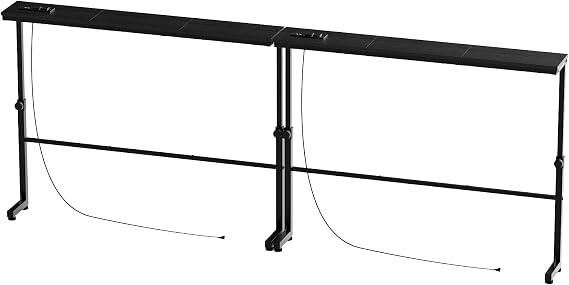 Aduanbang Narrow Console Table with Power Outlets (Black, 5.9" D x 78.75" W x 28.54" H)