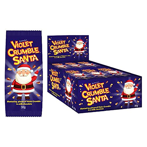 Violet Crumble Santa Bar 30g each - 8 - Pack. Honey Comb Chunks Coated in Milk Chocolate. Imported from Australia