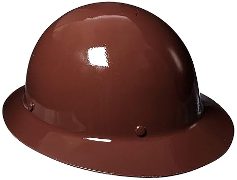 MSA 454672 Skullgard Full-Brim Hard Hat with Staz-on Pinlock Suspension | Non-slotted Cap, Made of Phenolic Resin, Radiant Heat Loads up to 350F - Standard Size in Brown