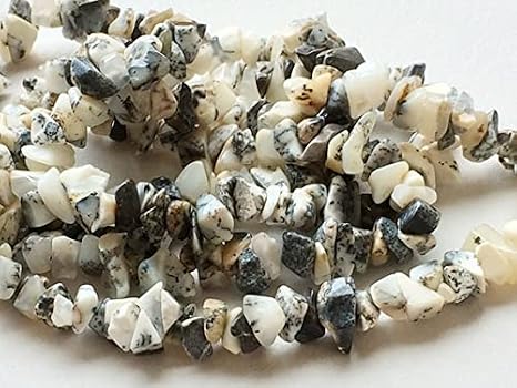 Beads Gemstone 1 Strand Natural Dendrite Opal Chips, Dendrite Opal Beads, White & Black Beads, Dendrite Opal Necklace, 6-8mm, 32 Inch Code-HIGH-18779