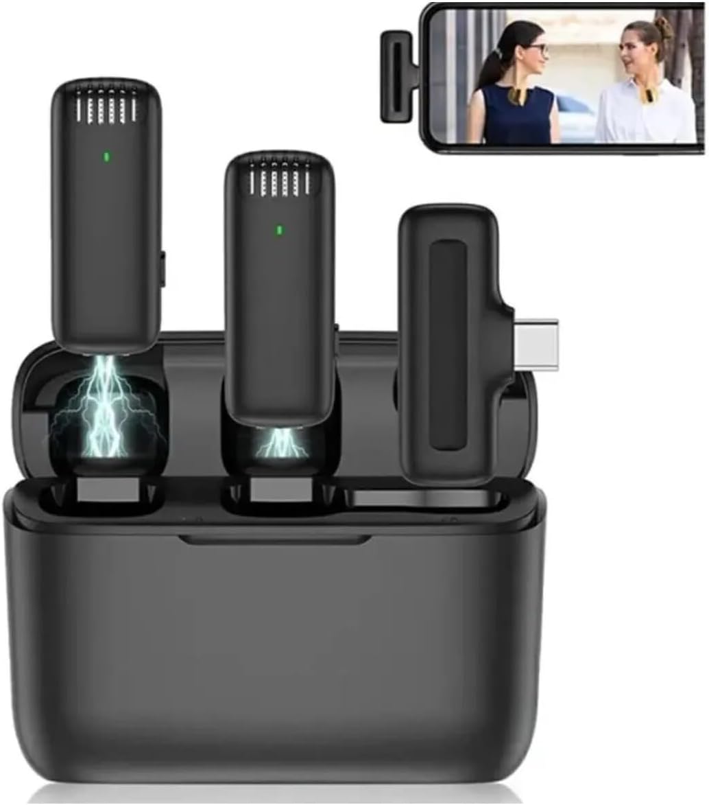 COMSE J13 Type-c And Iphone Compatible Wireless Collar Microphone Noise Reduction Tiktok With Charging Box