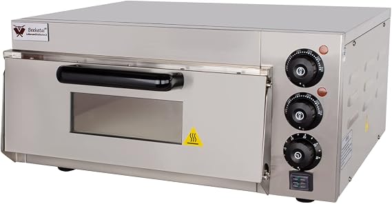 Beeketal BPO Series Professional Pizza Oven with Fire Clay Stone Baking Surface Gastro Stone Oven for Pizza Bread and Bakeware Oven Temperature up to 350°C (Top and Bottom Heat Separately Adjustable) Pizza Oven with Glass Door and Interior Lighting