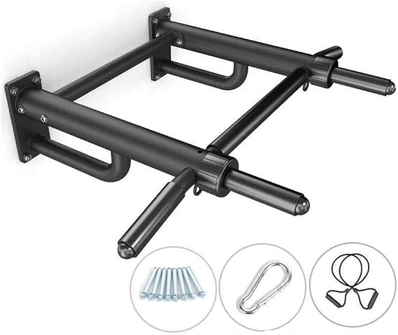 Wall Mounted Pull Up Bar Chin Up Bar Dip Station Pull Up Bar for Home Gym Workout Power Tower Exercise Strength Training Equipment Fitness Home Indoor Horizontal Bar