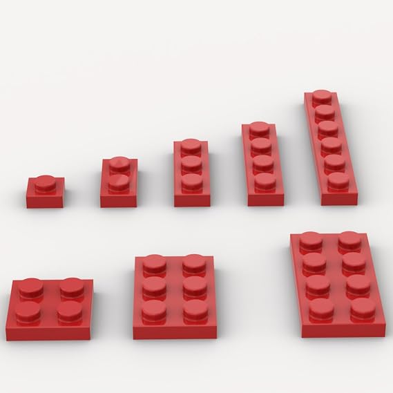 Classic Building Plate Assortment Pack, 100Pcs Red Bulk Plates with 8 Size Building Plate Base Plate, Compatible with Lego Parts and Pieces, Building Bricks, for Most Brands(Color:Red)