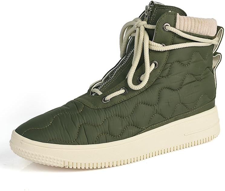 Men's High-Top Work Sneakers Chunky Non-Slip Casual Shoes with Front Zipper & Lace-Up for Streetwear