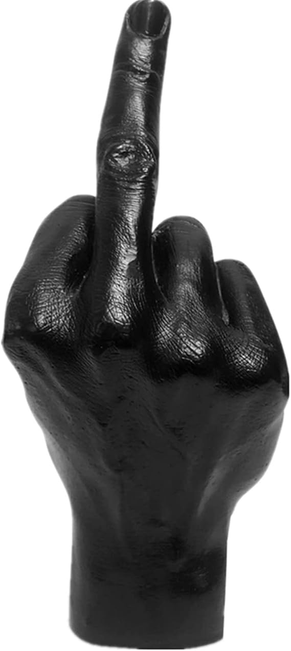Vertical Middle Finger Hand Gesture Desk Creative Statues, Personality Finger Gifts for Mannequin Jewelry Display Holder, Friends Family, Shop, Home Office Playroo Decor (Black-B)