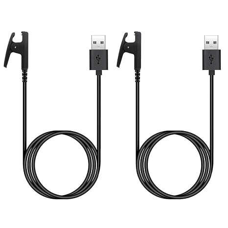 Kissmart Charger for Garmin Forerunner 35 230 235 630 645 735XT, Approach S20 G10, Vivomove HR, Lily, Replacement Charging Cable Clip Data Sync Cord for Garmin Smart Watch [2Pack, 3.3ft/1m]
