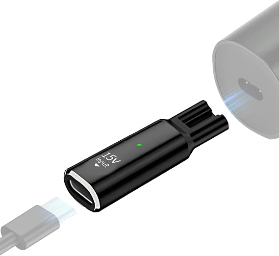 (2pack) 15V HQ8505 Type-C Shaver Adapter Charging Converter for Philips Norelco HQ8505 7000 5000 3000 Series, OneBlade QP6520 QP6530 QP6510, USB-C Shaver Charger Converter Without Charger Cord,Black.
