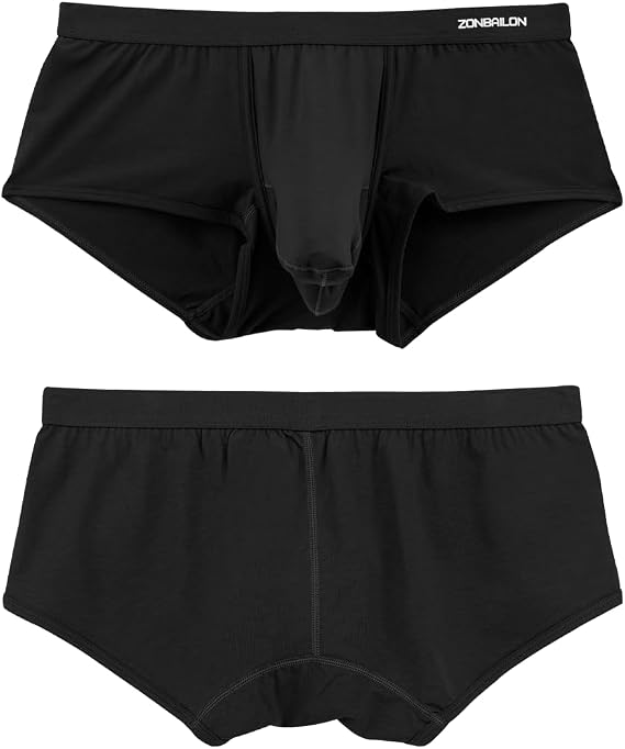 Men's Elephant Trunk Boxers Briefs Dual Pouch Bulge Shorts Sexy Trunks with Wide Waistband
