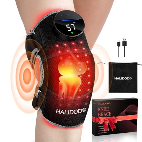 Red Light Therapy & Vibration Massage Knee Brace - Wireless Rechargeable Controller, 660nm & 850nm Red Light Therapy Heated Device for KneeJointElbowShoulder.