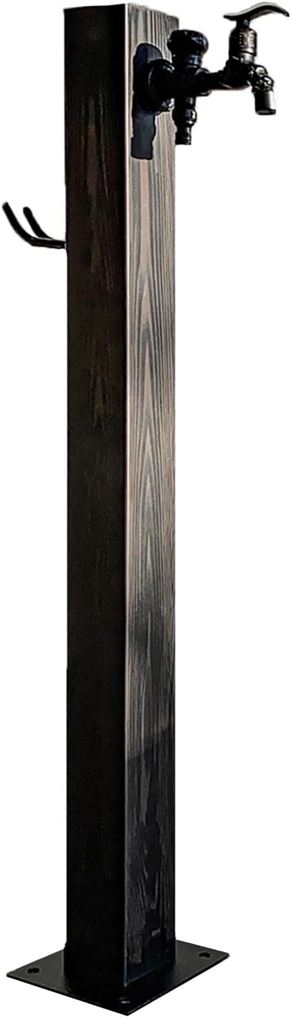 Outdoor Vertical Water Column, Hydrant Water Tap with Brass Faucet, Freestanding Hose Holder Suitable for Irrigation and Washing(Black)