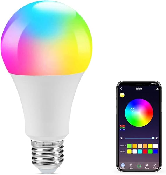 Smart Bulbs Color Changing Music Sync Group Control WiFi LED Bulbs Color Changing Smart Bulbs Compatible with Alexa and Google Home A19/E26/9W/800LM/110V (1 Pack)