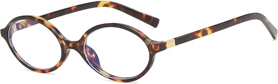 Retro Oval Blue Light Blocking Glasses for Women Men Small Anti Blue Light Eyeglasses Computer Glasses (Leopard Clear)