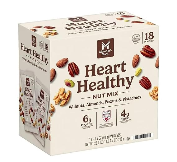 Member's- Mark Heart Healthy Nut Mix Multipack, 1.4 oz,Pack of 18