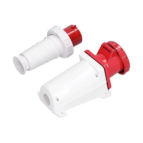 Industrial Socket Plug Connector, Heavy Duty 3 Phase Power Plug 4Pin 63A 3P+E 380415V IP67 for Industrial Chemical Plants