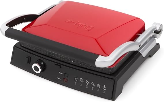 King K462R Grillmaster Toaster | 2000W Power | Granite Coating Plates | 6 Toast Capacity | 180° Openable Grill & Toaster