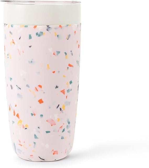 W&P Porter Insulated Tumbler 20 oz | No Metallic Aftertaste Ceramic Coated for Water, Coffee, Tea | Wide Mouth Vacuum Insulated | Dishwasher Safe, Blush Terrazzo