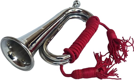 Boy Scout Cavalry Bugle | Musical Instrument Silver Bugle | Embrace Civil War Era Nostalgia | Ideal Gift for Collectors | Durable Brass with Colorful Rope Binding