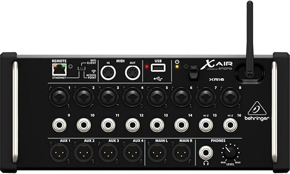 Behringer X AIR XR16 16-Input Digital Mixer for iPad/Android Tablet with 8 Programmable Midas Preamps, 8 Line Inputs, Integrated Wifi Module and USB Stereo Recorder