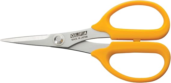 OLFA 5" Straight Edge Stainless Steel Scissors (SCS-4) - Aviation Rivet | Stainless steel straight-edge blades, aviation rivet, 5-inch handle - Intricate fabric cutting - Quilters and Crafters