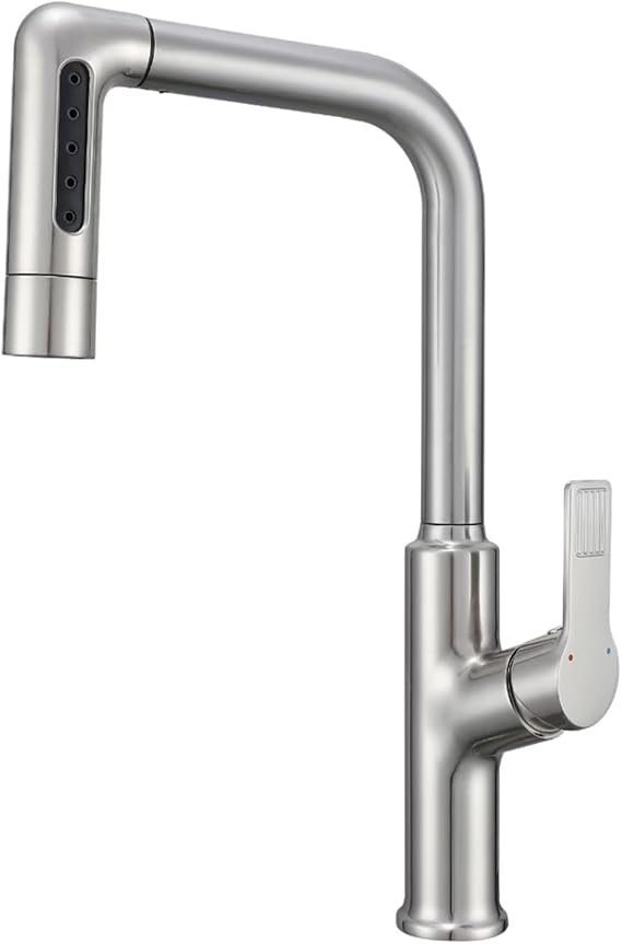 XJTNLB Kitchen Mixer Tap with Pull Out Spray 5 Spary Modes Waterfall Tap for Kitchen Sink Brushed
