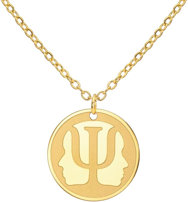 Psi Symbol Necklace Greek Letter Alphabet Psychology Psychiatry Pendant Medical Sign Jewelry Psychotherapist Psychologist Gift for Women Men