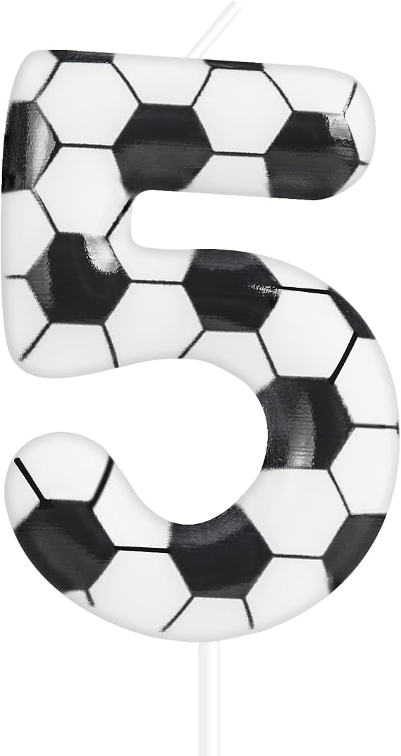 Soccer Birthday Candles 5th Soccer Themed Birthday Party Decorations, Football Birthday Cake Candles for Boys Girls Kids Sport-Theme Party Supplies