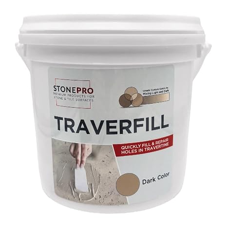 StonePro Traverfill - Travertine Repair - Fills Smalls pits, Holes & voids in Travertine & Limestone (Dark 3 lb)