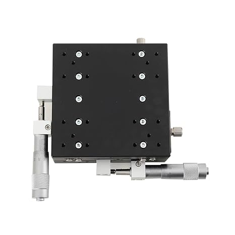 Manual Precision Linear Stage, LY 125LM Sliding Table Displacement Platform XY Axis Translation Stage, XY Linear Sliding Track Slide Table 125 * 125mm, Min Scale 0.001 mm