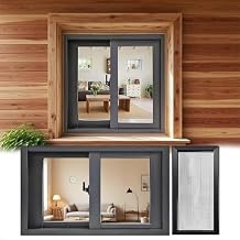 Black Basement Slider Window 31x14in / 79x36cm, Aluminum Alloy Frame Black Sliding Window, Custom Size with Screen, House Window for Ventilating, for Chicken Coop Household Loft