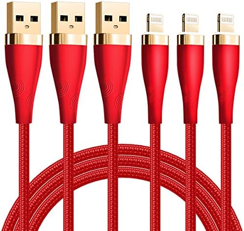 Lightning Cable [MFi Certified] - iPhone Charger [3Pack 6ft] Nylon Braided Lightning to USB A Fast Charging Syncing Transfer Cord Compatible with iPhone 12 11 Pro Max XS XR X 8 7 6S 6 Plus SE 5S