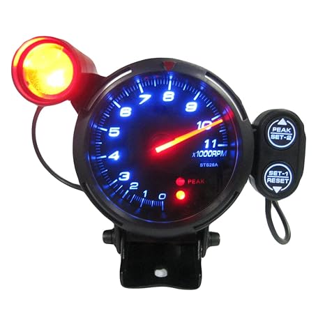 Tachometer Gauge,Geevorks 3.5 inch 12V Automotive Replacement Tachometers 0-11000 RPM with Peak Memory Function,Super Bright LED Background Light